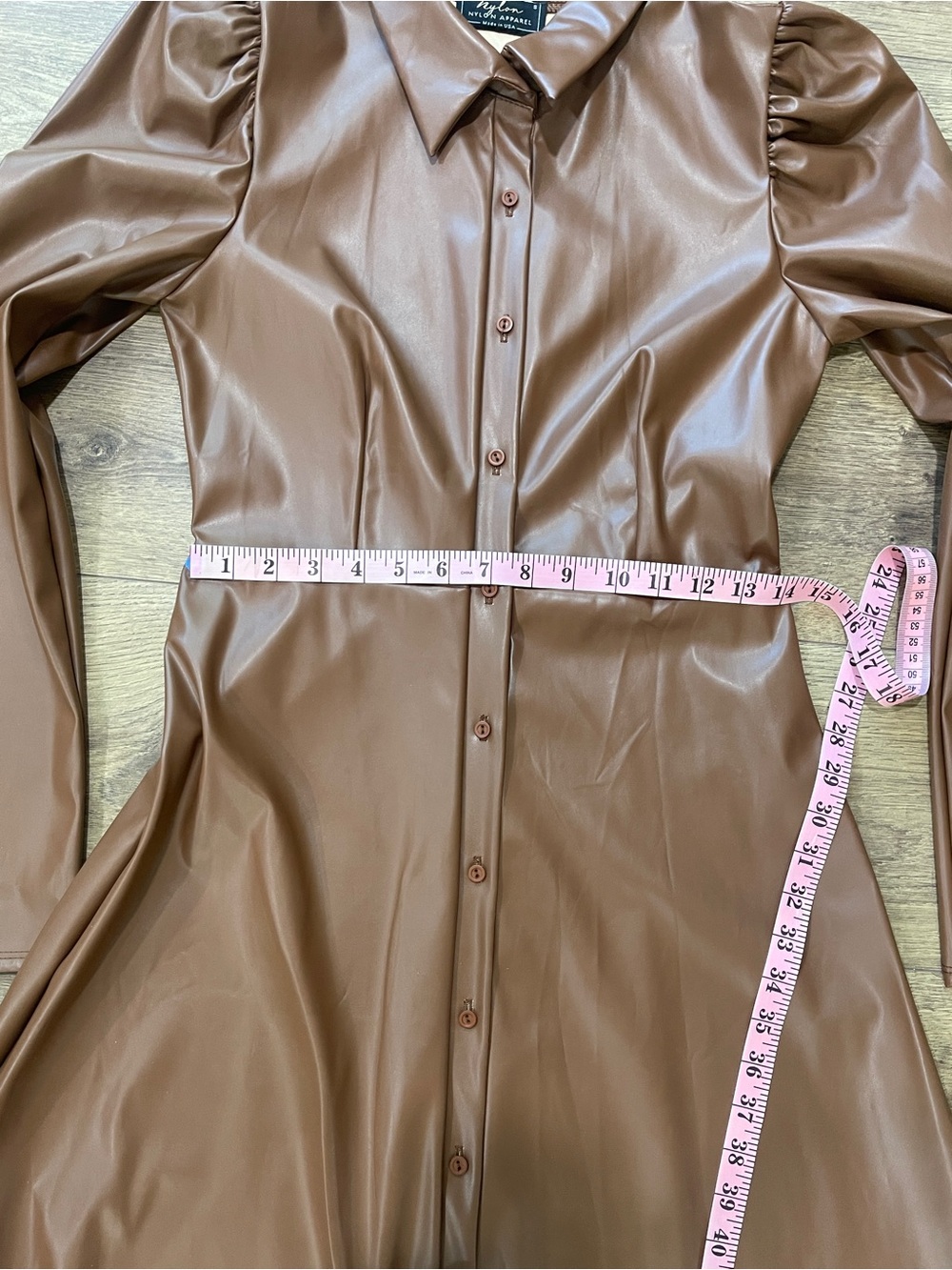 Faux Leather Button-Front Midi Dress in Brown - Picture 6 of 6